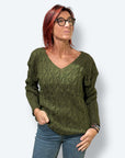 Maglia Scollo a V TRECCE