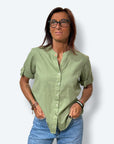 Camicia coreana misto lino