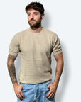 T-shirt MISTO LINO INTRECCIO