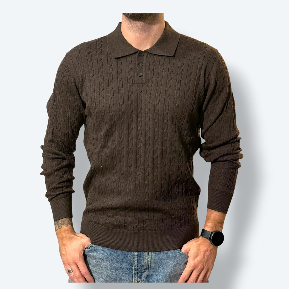 Polo in maglia treccine