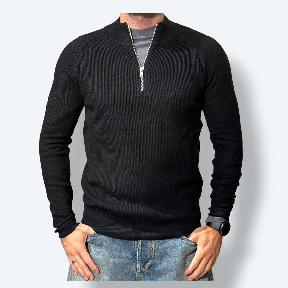 Mezza zip costine