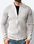 Maglia zippata costine