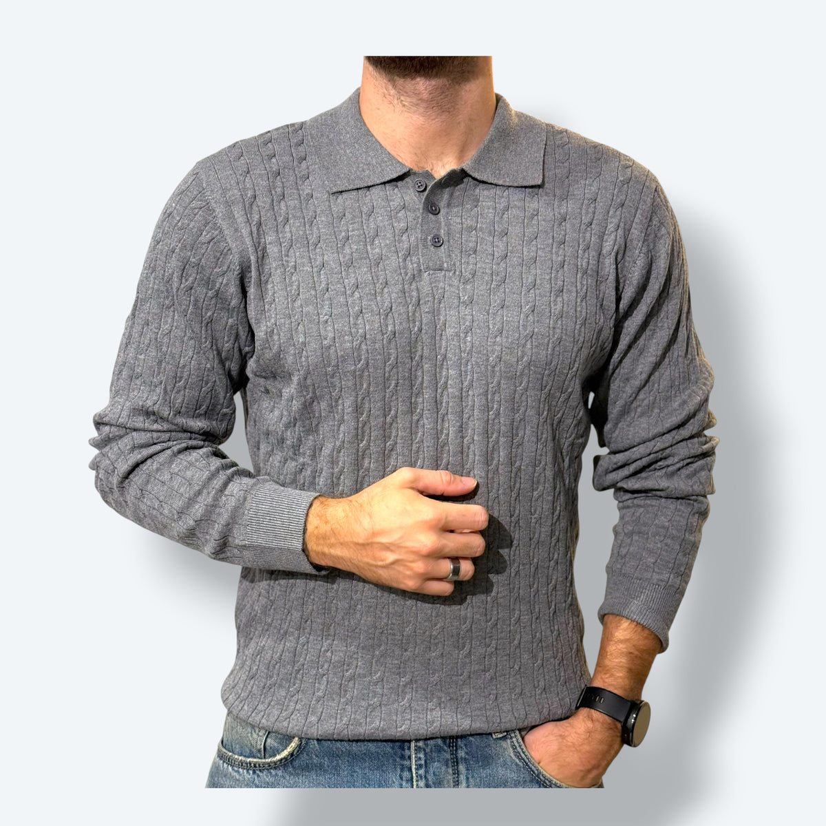 Polo in maglia treccine