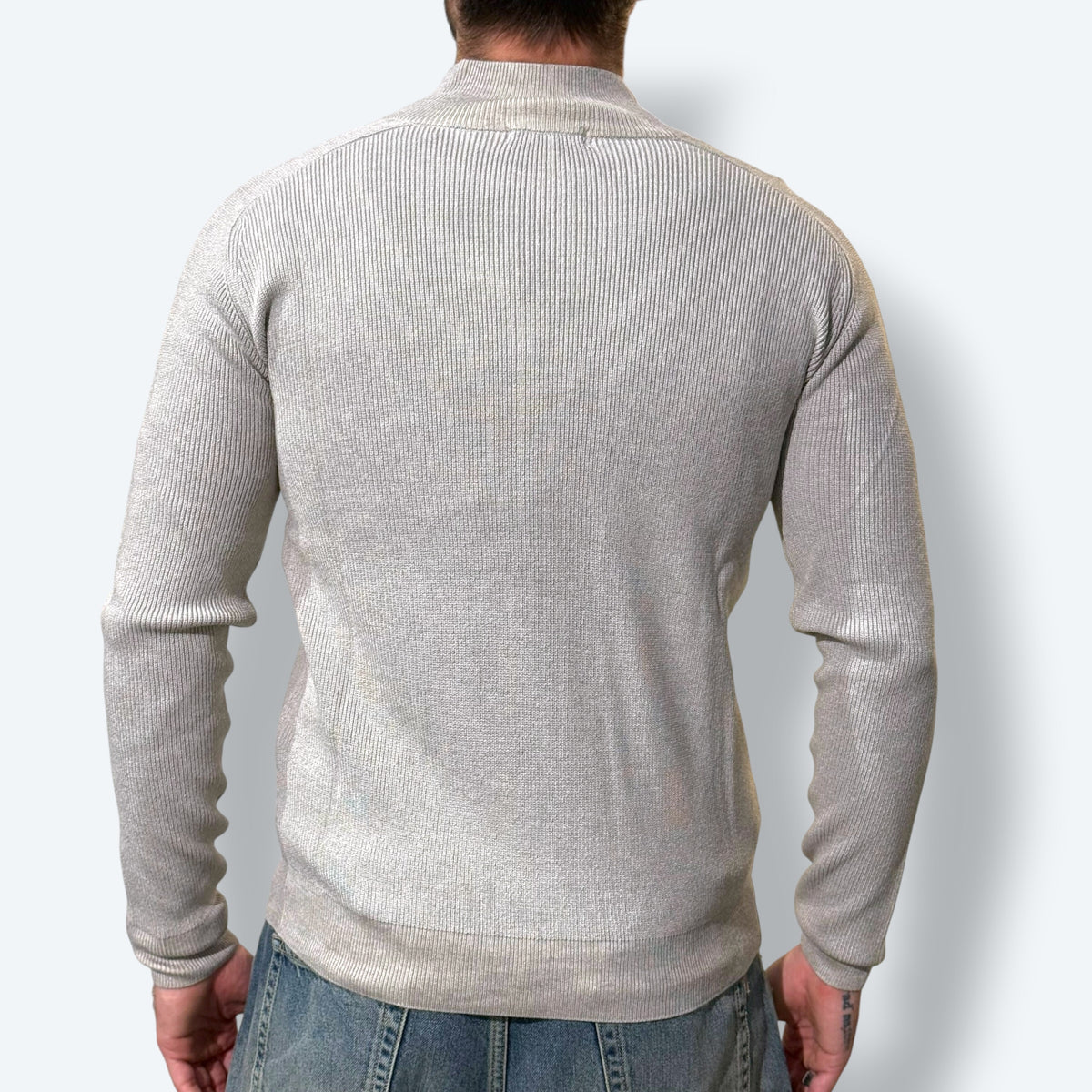 Maglia zippata costine