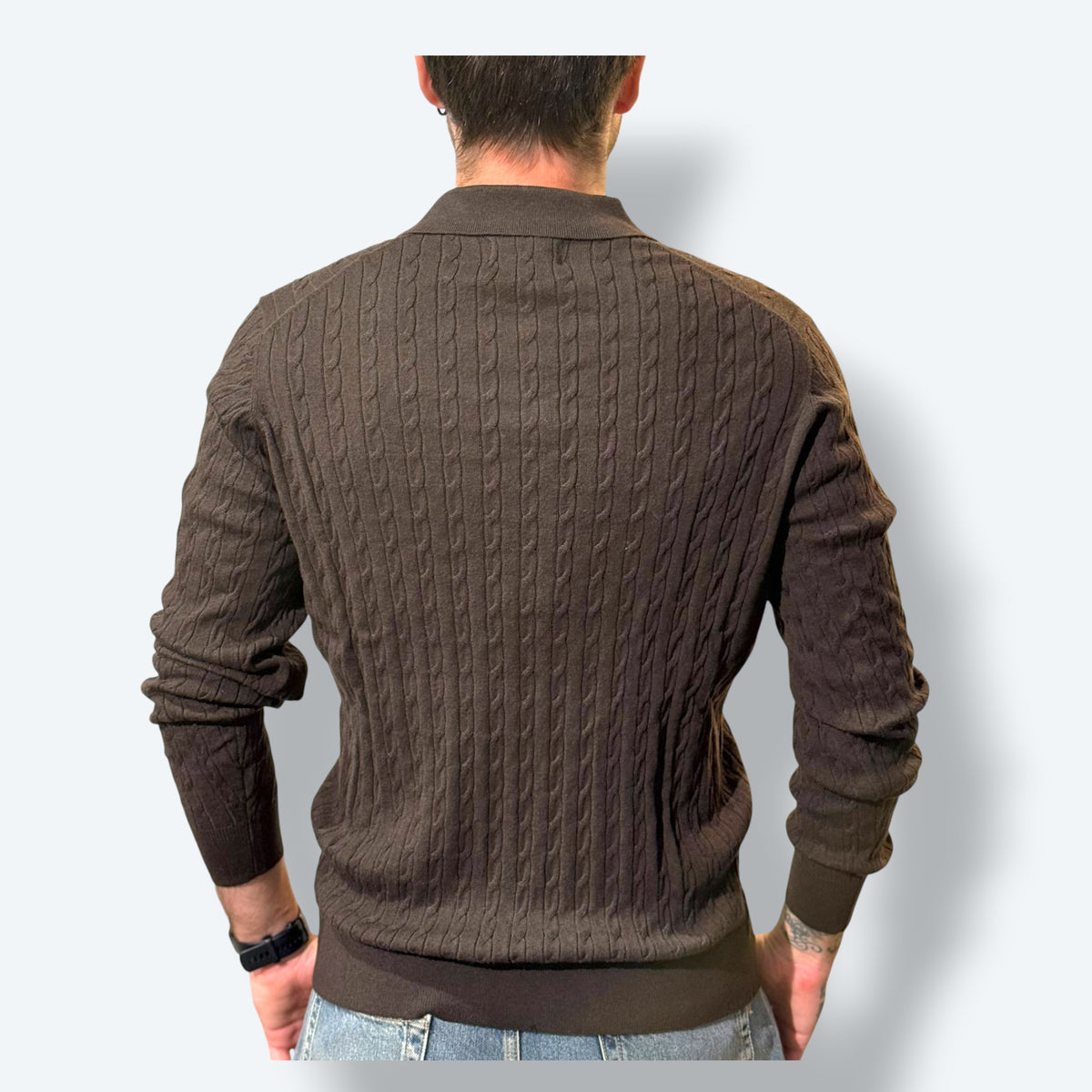 Polo in maglia treccine