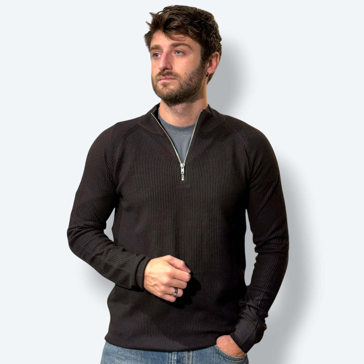 Mezza zip costine