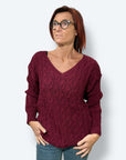 Maglia Scollo a V TRECCE