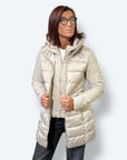 Giubbotto lungo ovatta termica con inserti in softshell