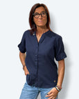Camicia coreana misto lino