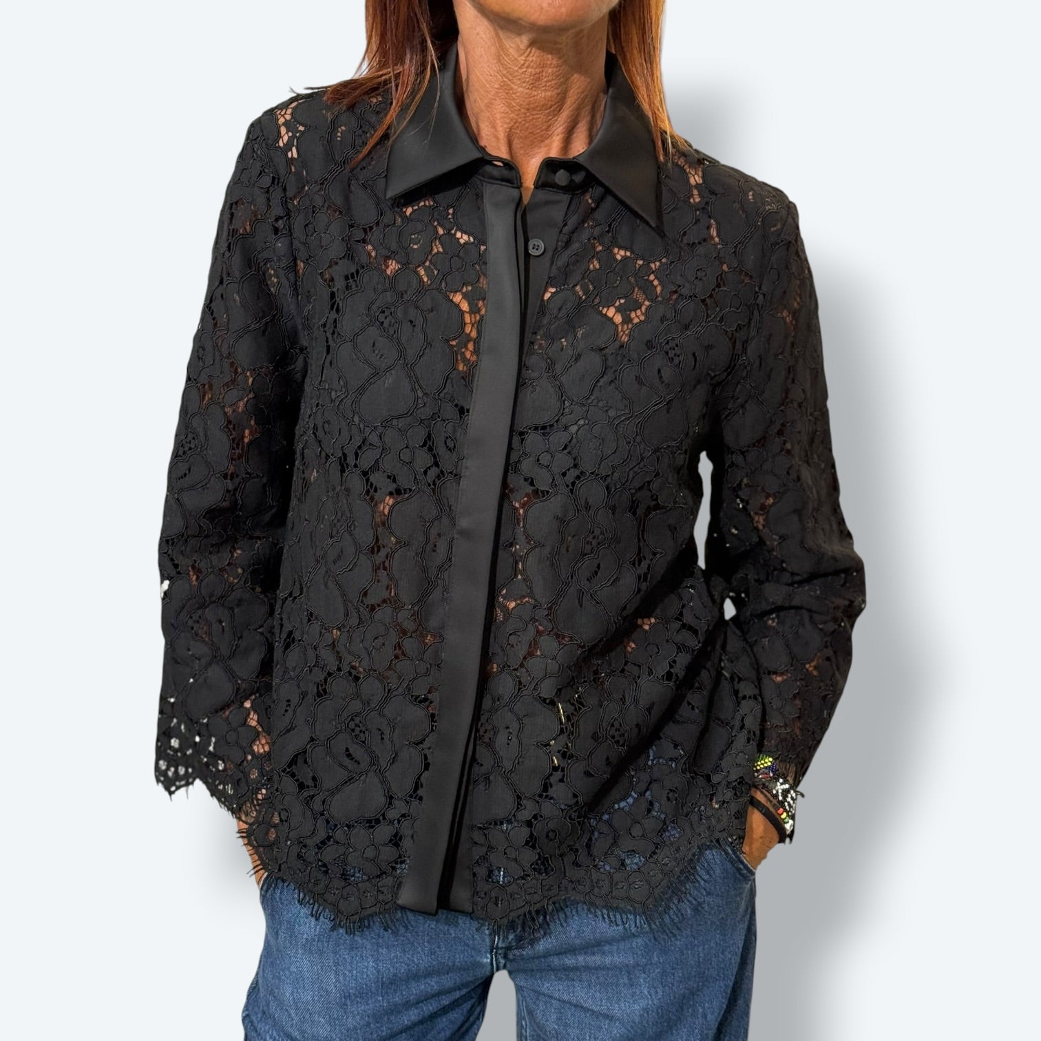 Camicia pizzo e raso