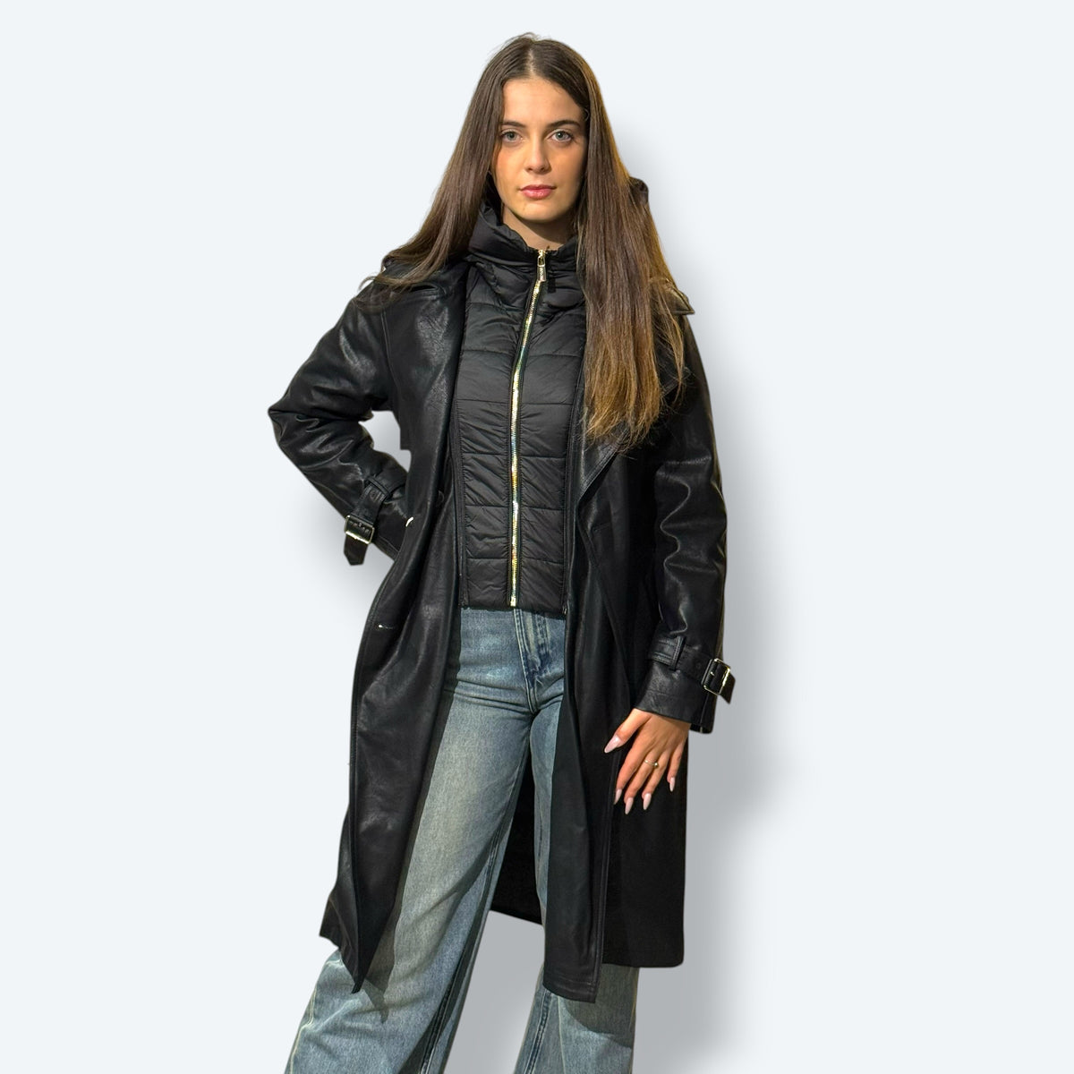Trench imbottito ecopelle