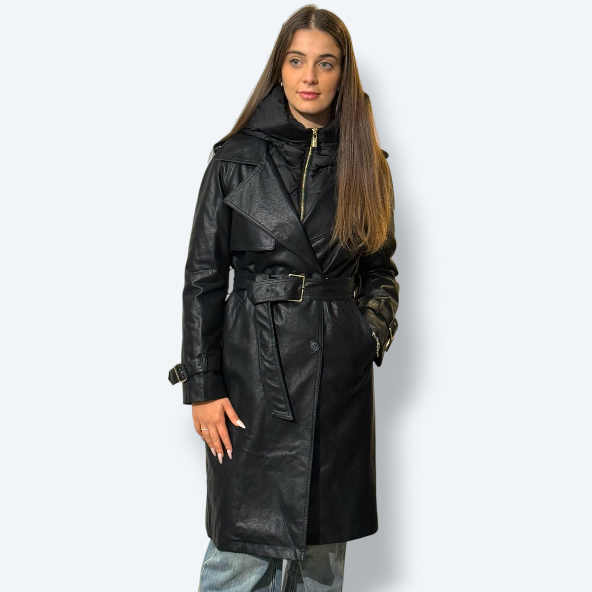 Trench imbottito ecopelle