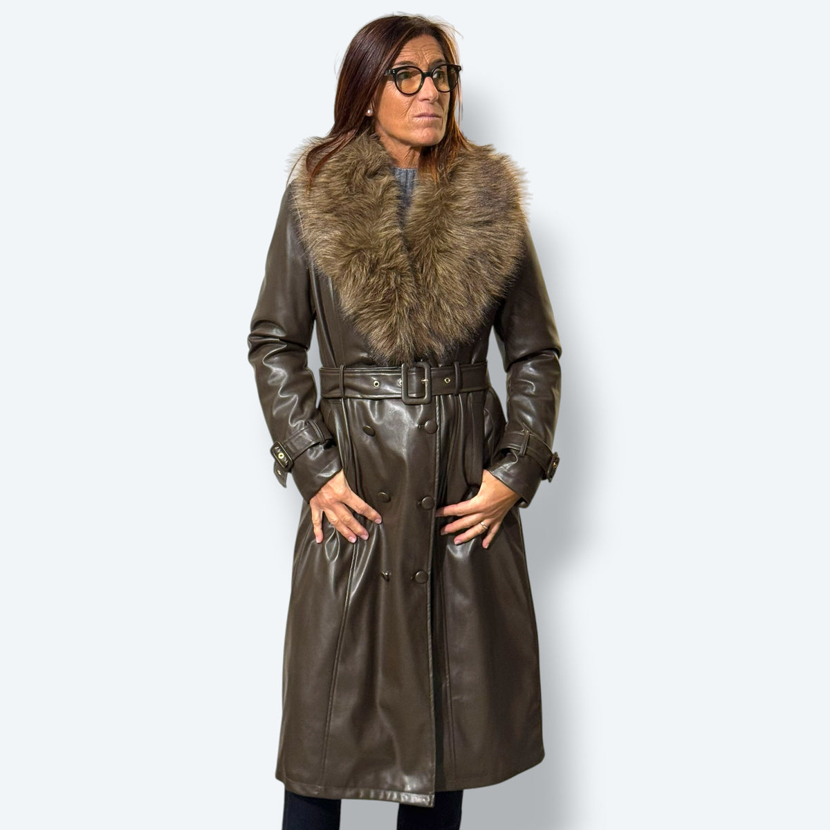 Trench ecopelle pelo staccabile