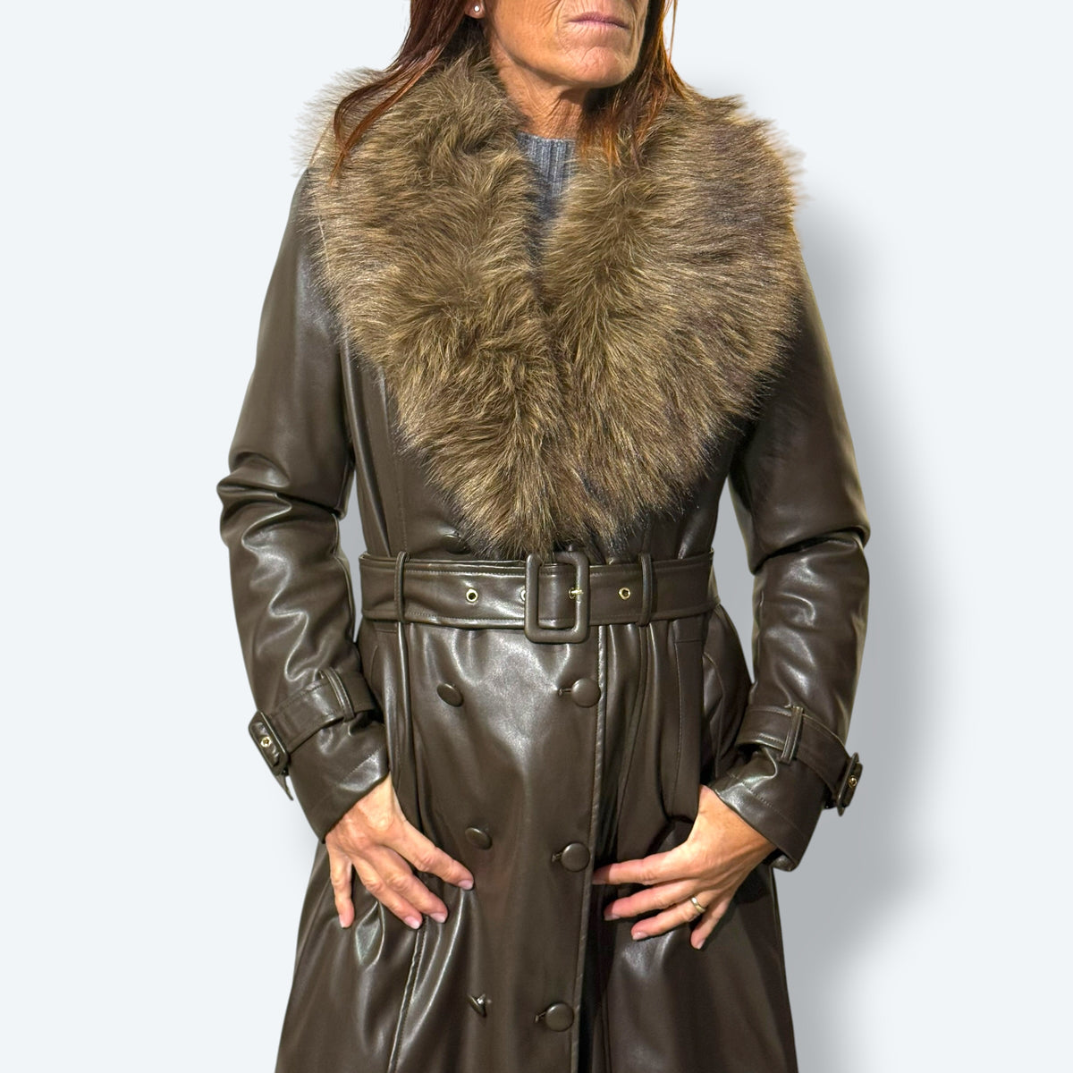 Trench ecopelle pelo staccabile
