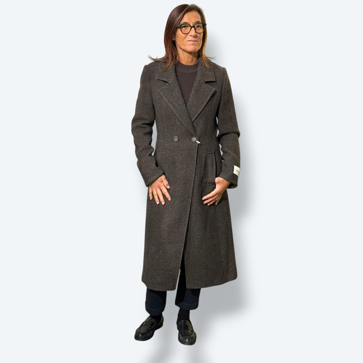 Cappotto spigato misto lana