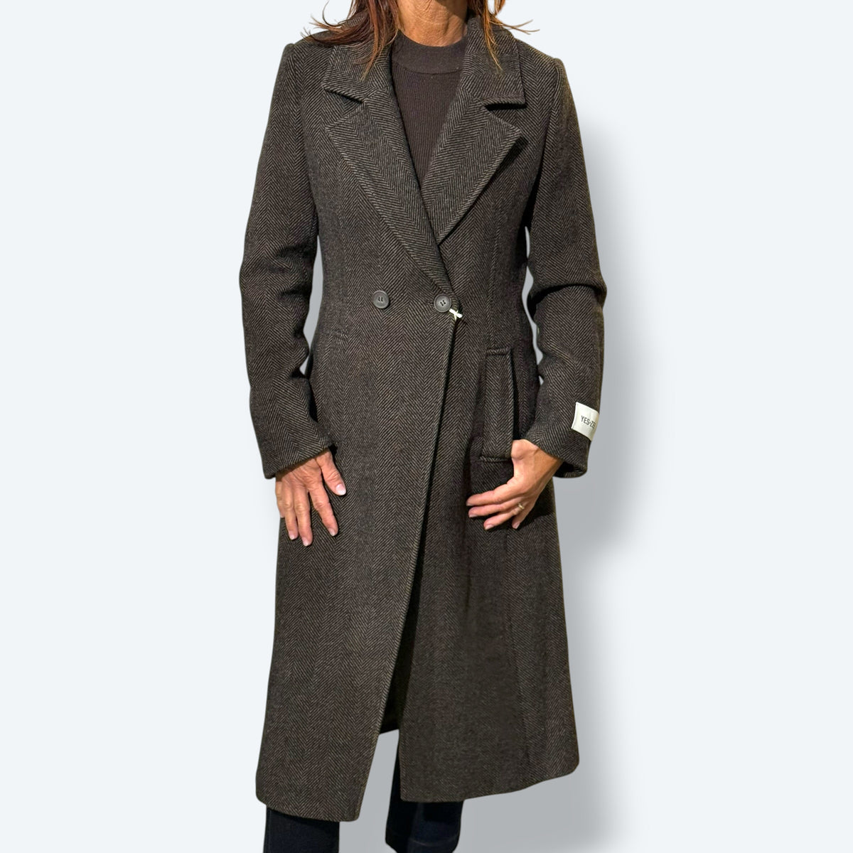 Cappotto spigato misto lana