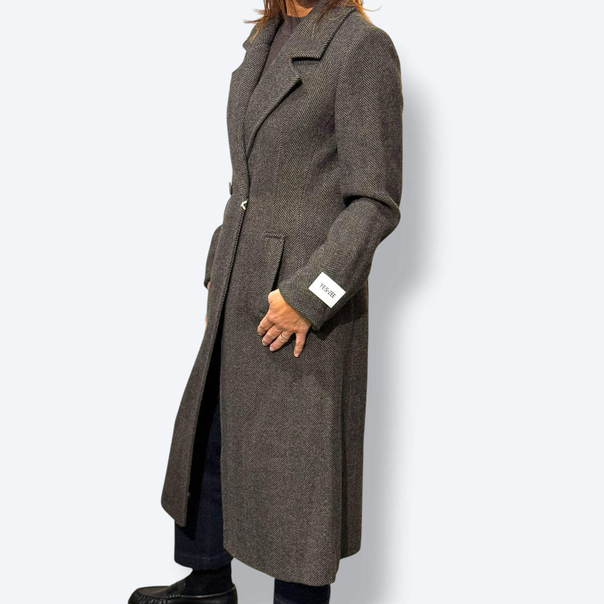 Cappotto spigato misto lana