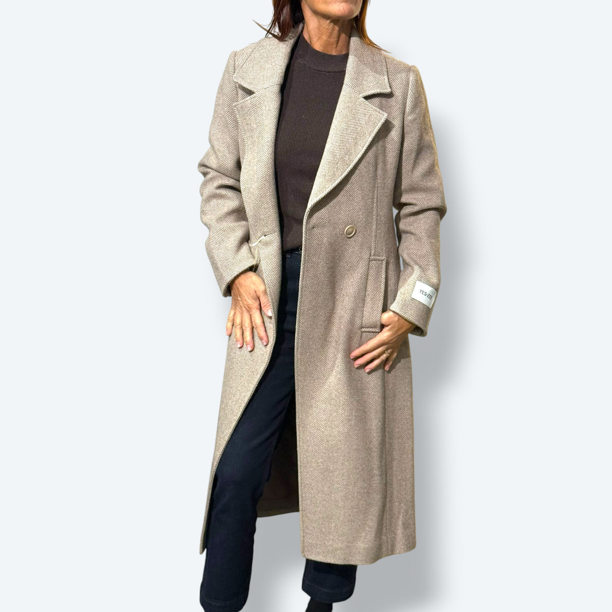 Cappotto spigato misto lana