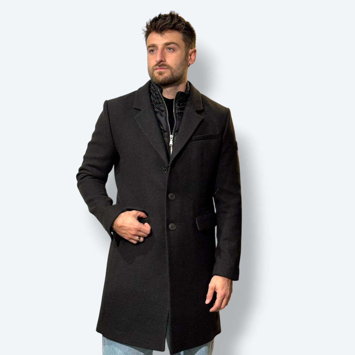 Cappotto misto lana 3 bottoni