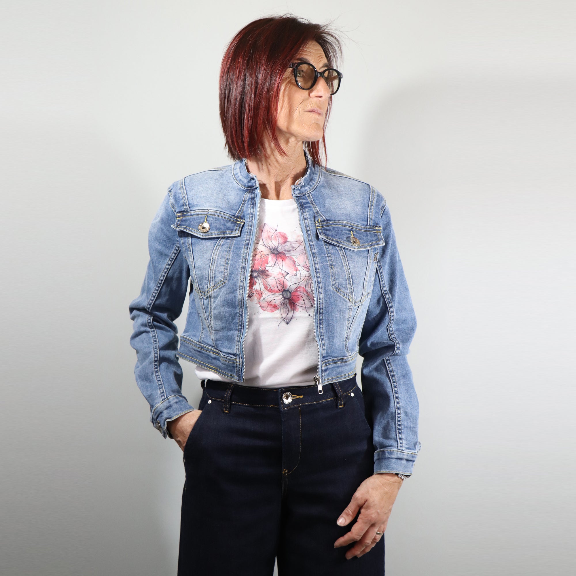 Giubbino crop in Jeans