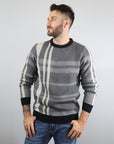 Maglione Girocollo scozzese misto-lana